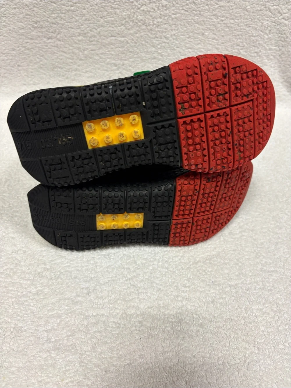 adidas Lego dna Kids Black Sneakers with Red, Yellow Green Accents no tie size 2